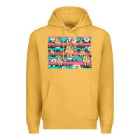 Mustard easter bunny with daisy and turquoise cowhide leopard  background Premium Hoodie - Artiststas