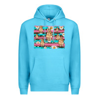 Ocean Blue easter bunny with daisy and turquoise cowhide leopard  background Premium Hoodie - Artiststas