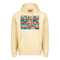 Pina Colada easter bunny with daisy and turquoise cowhide leopard  background Premium Hoodie - Artiststas