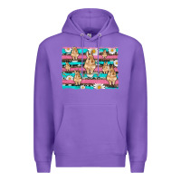Purple easter bunny with daisy and turquoise cowhide leopard  background Premium Hoodie - Artiststas