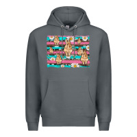 Rock easter bunny with daisy and turquoise cowhide leopard  background Premium Hoodie - Artiststas