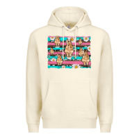 Sandshell easter bunny with daisy and turquoise cowhide leopard  background Premium Hoodie - Artiststas