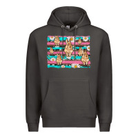 Smoke easter bunny with daisy and turquoise cowhide leopard  background Premium Hoodie - Artiststas
