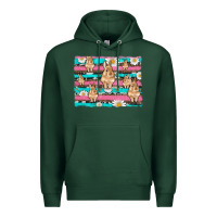 Sports Green easter bunny with daisy and turquoise cowhide leopard  background Premium Hoodie - Artiststas
