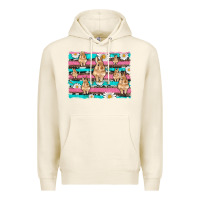 Tofu easter bunny with daisy and turquoise cowhide leopard  background Premium Hoodie - Artiststas