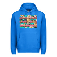 True Royal easter bunny with daisy and turquoise cowhide leopard  background Premium Hoodie - Artiststas