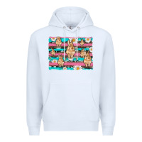 White easter bunny with daisy and turquoise cowhide leopard  background Premium Hoodie - Artiststas