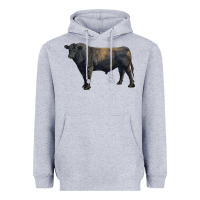 Heather Grey black angus bull Heavyweight Hoodie - RanaPortraitStore