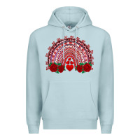 Blue Mist valentine's day rainbow with roses Premium Hoodie - AdoDesignShop