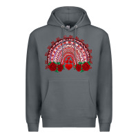 Rock valentine's day rainbow with roses Premium Hoodie - AdoDesignShop
