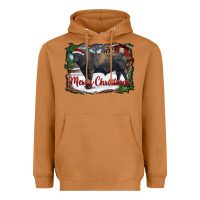 Meerkat merry Christmas black angus bull and farm Heavyweight Hoodie - RanaPortraitStore