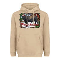 Mushroom merry Christmas black angus bull and farm Heavyweight Hoodie - RanaPortraitStore