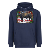 Navy merry Christmas black angus bull and farm Heavyweight Hoodie - RanaPortraitStore