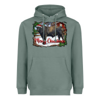 Sage merry Christmas black angus bull and farm Heavyweight Hoodie - RanaPortraitStore