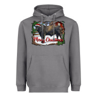 Storm merry Christmas black angus bull and farm Heavyweight Hoodie - RanaPortraitStore