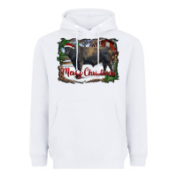 Merry Christmas Black Angus Bull And Farm Heavyweight Hoodie | Teevron