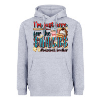 Heather Grey i'm just here for the snacks #baseball brother Heavyweight Hoodie - Zillion Design Studio