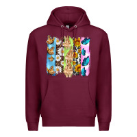 Burgundy easter bunny butterfly daisy and sunflower with cowhide and  leopard b Premium Hoodie - Artiststas