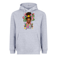 Heather Grey july girl afro woman summer Heavyweight Hoodie - texasbilliewilder