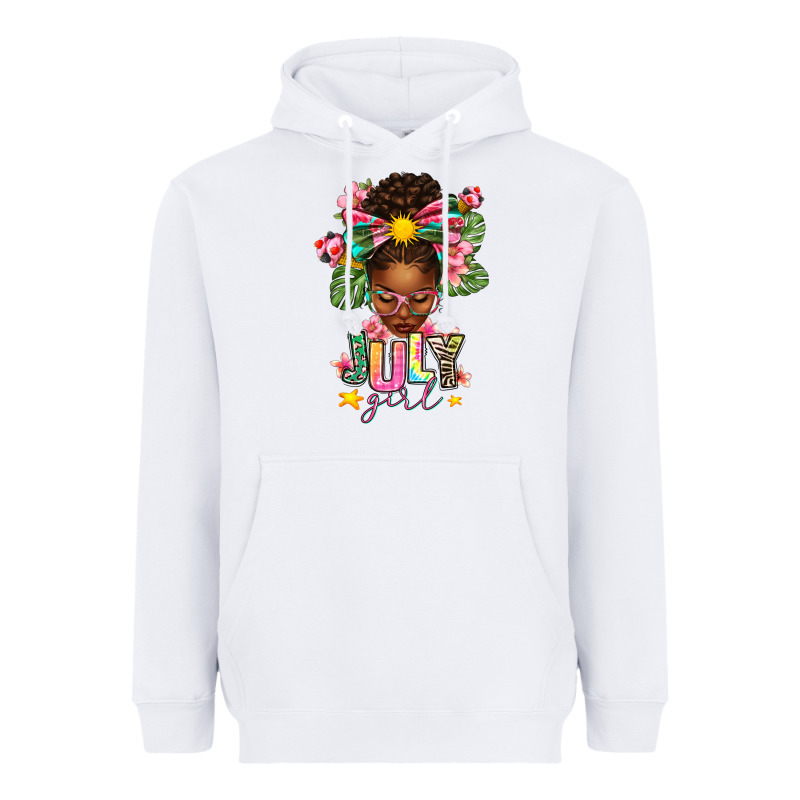 July Girl Afro Woman Summer Heavyweight Hoodie by texasbilliewilder | Teevron