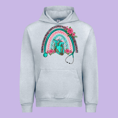 Nurse Life Spring Stethoscope Heart Rainbow Urban Hoodie Designed By Barkaloodesign