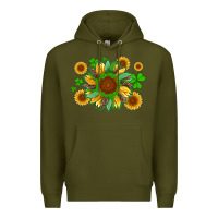 Army Green st patricks sunflowers with shamrock and glitters with leopard Premium Hoodie - Artiststas