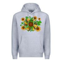 Heather Grey st patricks sunflowers with shamrock and glitters with leopard Premium Hoodie - Artiststas