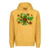 Mustard st patricks sunflowers with shamrock and glitters with leopard Premium Hoodie - Artiststas