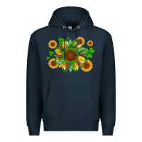 Navy st patricks sunflowers with shamrock and glitters with leopard Premium Hoodie - Artiststas