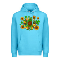 Ocean Blue st patricks sunflowers with shamrock and glitters with leopard Premium Hoodie - Artiststas