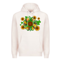 Pale Pink st patricks sunflowers with shamrock and glitters with leopard Premium Hoodie - Artiststas