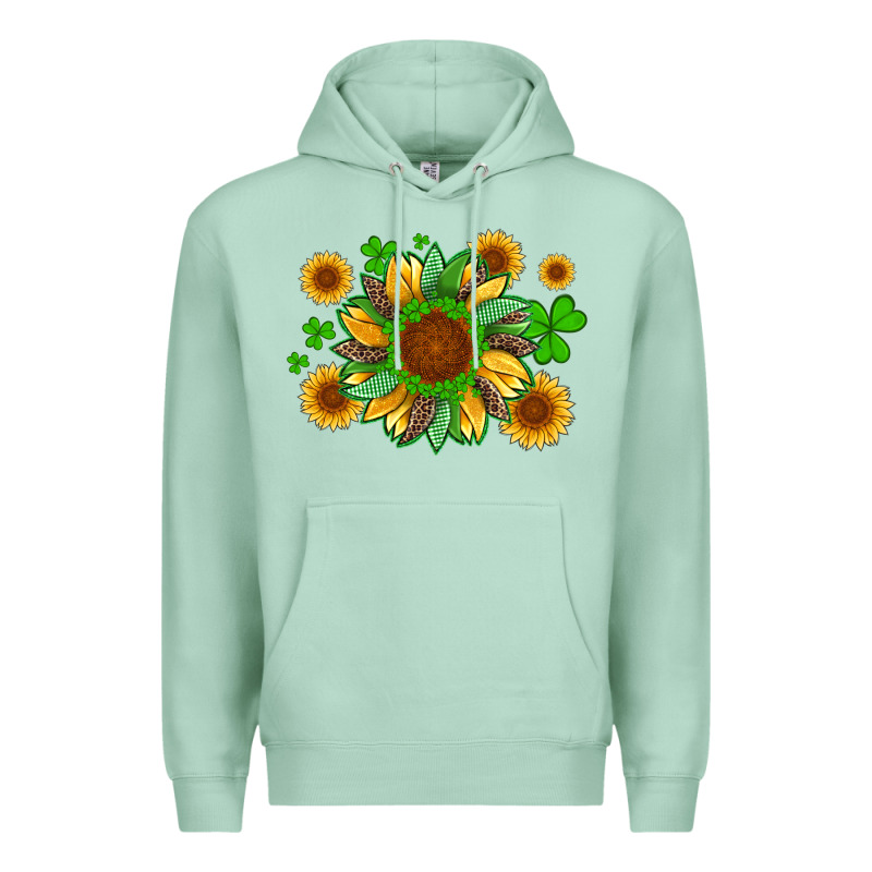 St Patricks Sunflowers With Shamrock And Glitters With Leopard Premium Hoodie by Artiststas | Teevron
