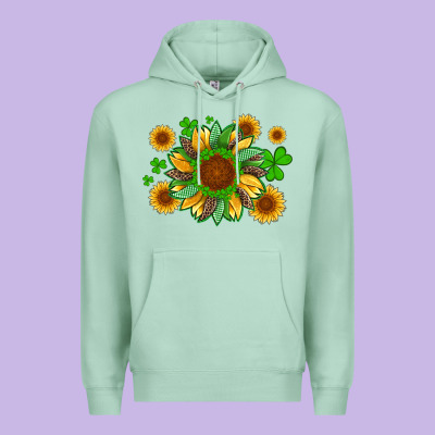St Patricks Sunflowers With Shamrock And Glitters With Leopard Premium Hoodie Designed By Artiststas