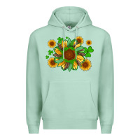 Seafoam st patricks sunflowers with shamrock and glitters with leopard Premium Hoodie - Artiststas