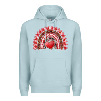 Blue Mist valentine's day rainbow with heart Premium Hoodie - AdoDesignShop