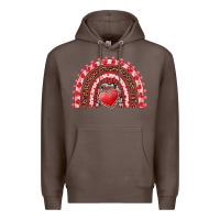 Coffee valentine's day rainbow with heart Premium Hoodie - AdoDesignShop