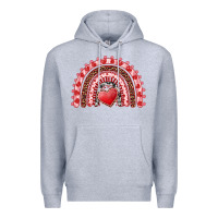 Heather Grey valentine's day rainbow with heart Premium Hoodie - AdoDesignShop