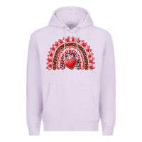 Lilac valentine's day rainbow with heart Premium Hoodie - AdoDesignShop