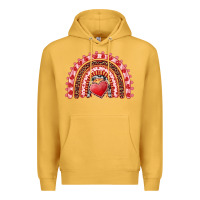Mustard valentine's day rainbow with heart Premium Hoodie - AdoDesignShop