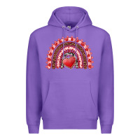 Purple valentine's day rainbow with heart Premium Hoodie - AdoDesignShop