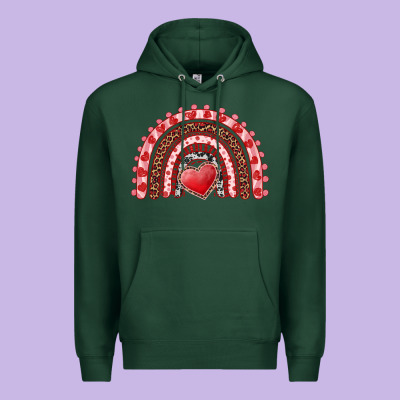 Valentine's Day Rainbow With Heart Premium Hoodie Designed By Adodesignshop