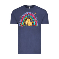 Vintage Denim easter flowers and butterfly with chicks rainbow Vintage Tee - Artiststas