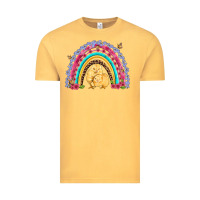Vintage Mustard easter flowers and butterfly with chicks rainbow Vintage Tee - Artiststas