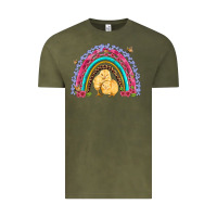 Vintage Olive easter flowers and butterfly with chicks rainbow Vintage Tee - Artiststas