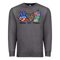 Charcoal Heather Peace love america 4th of july Premium Sweatshirt - CowGirlArtShop