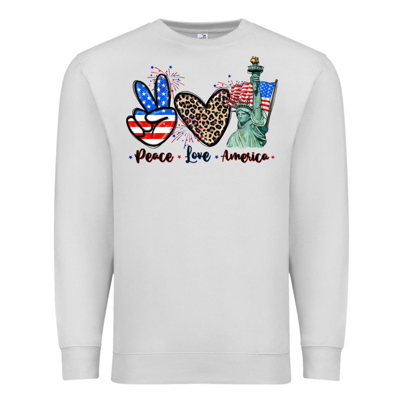Peace Love America 4th Of July Premium Sweatshirt by CowGirlArtShop | Teevron