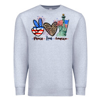 Heather Grey Peace love america 4th of july Premium Sweatshirt - CowGirlArtShop