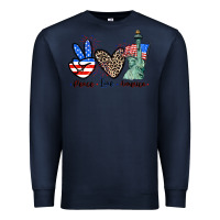 Navy Peace love america 4th of july Premium Sweatshirt - CowGirlArtShop