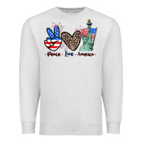 Oatmeal Heather Peace love america 4th of july Premium Sweatshirt - CowGirlArtShop