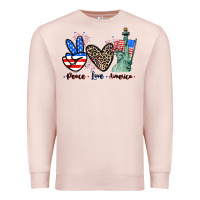 Pale Pink Peace love america 4th of july Premium Sweatshirt - CowGirlArtShop